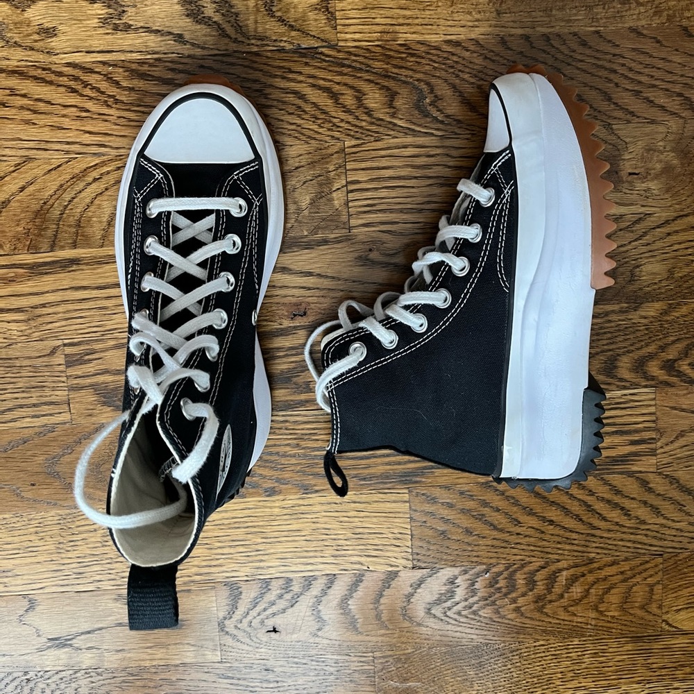 COPY - COPY - Black and white Converse platforms.
